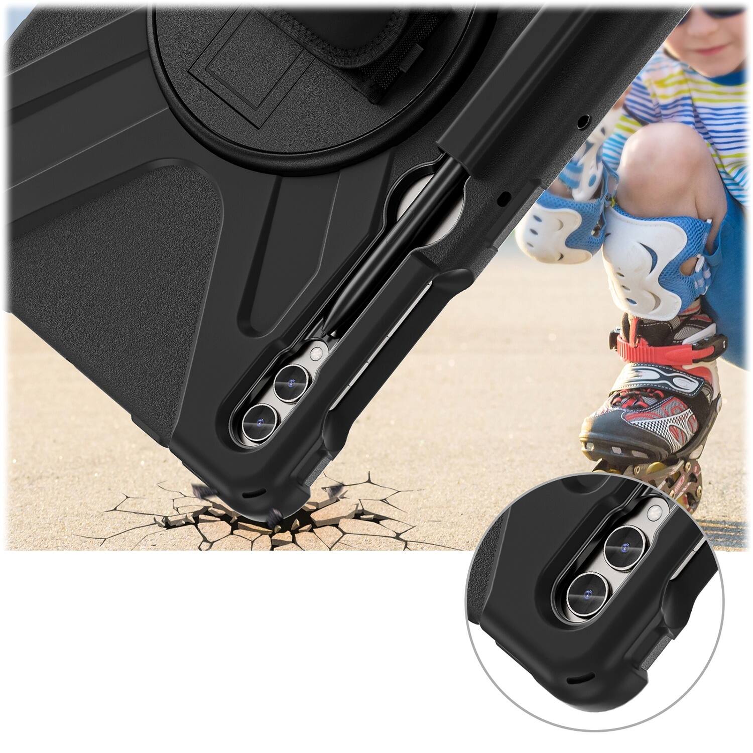 Alt View 17. SaharaCase - DEFENSE-X Series Case for Samsung Galaxy Tab S10+, Tab S9+, Tab S9 FE+, and Tab S8+ - Black.