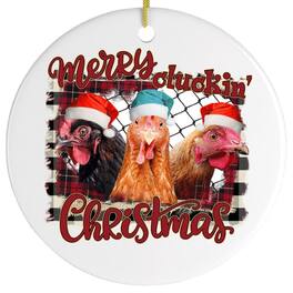 OrnamentallyYou - Merry Cluckin Christmas Chicken Ornament - Multi-colored