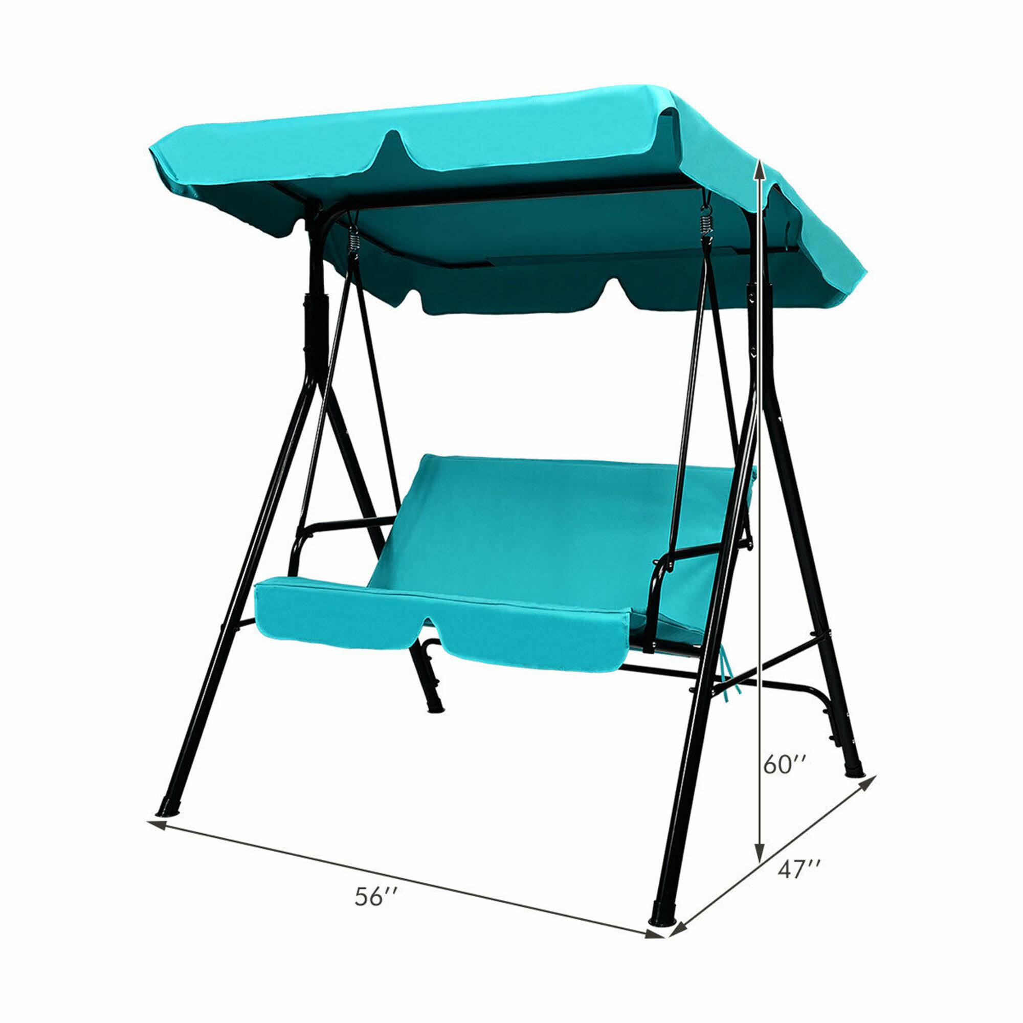 Alt View 2. Gymax - Gymax Blue Outdoor Swing Canopy Patio Swing Chair 2-Person Canopy Hammock - Blue.