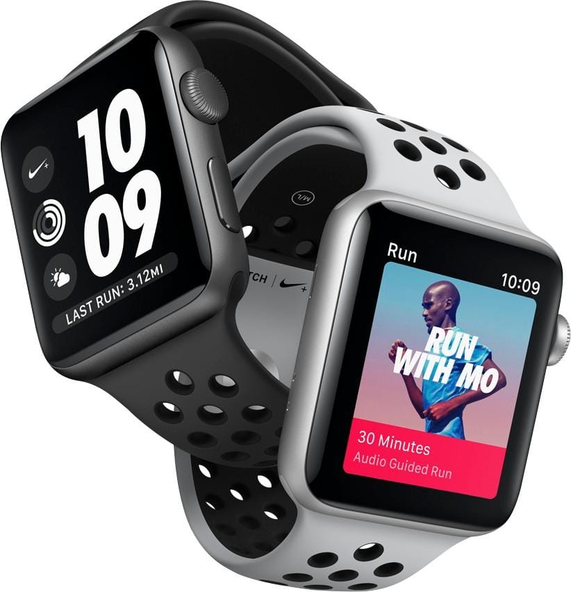 安い本物MSMK　Apple watch nike+ Series3 GPS+Cellularモデル　42㎜　MQME2J/A ピュアプラチナ　ブラックNike スマートウォッチ本体