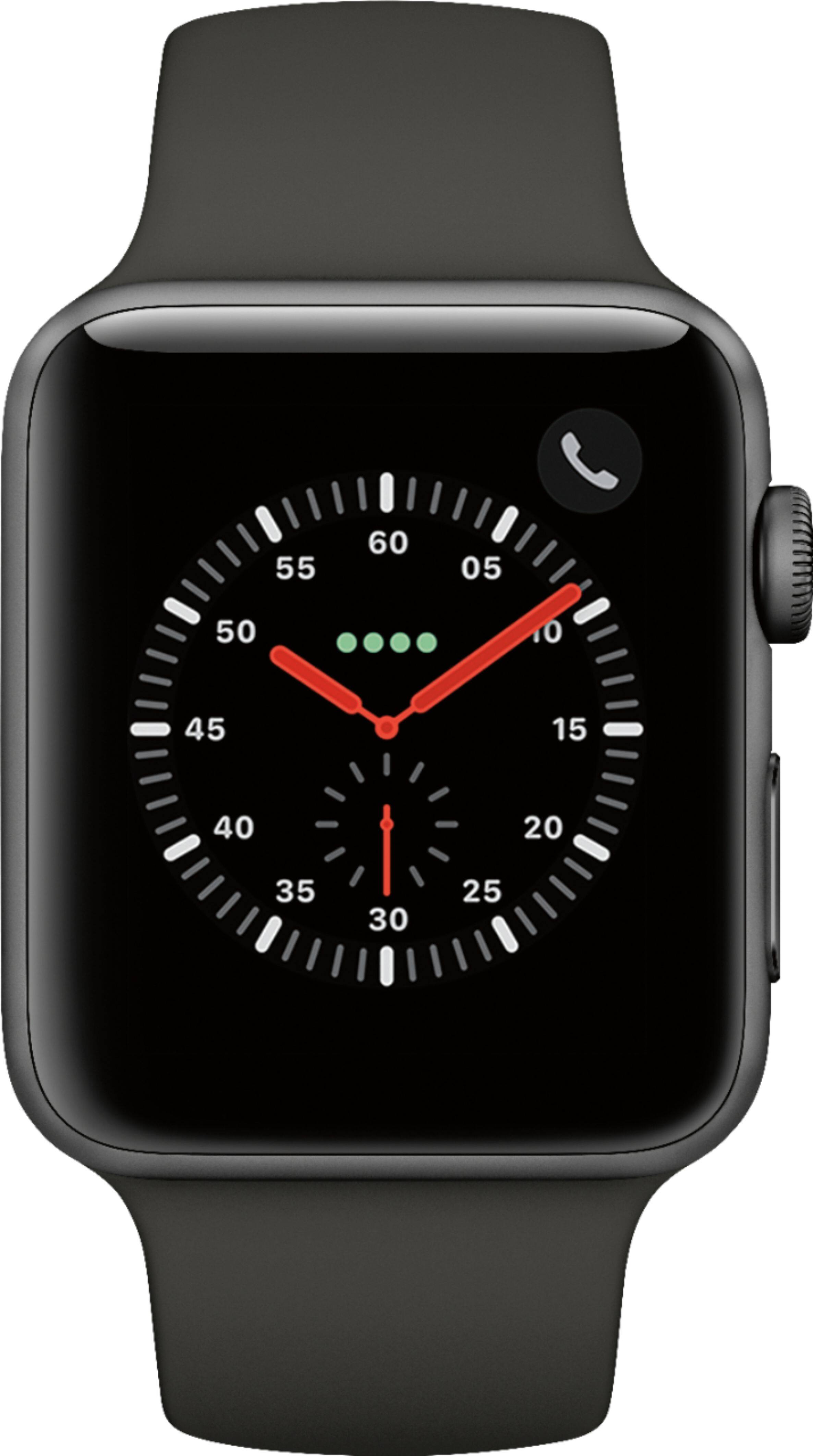 Alt View 11. Apple - Apple Watch Series 3 (GPS + Cellular) 42mm Space Gray Aluminum Case with Gray Sport Band - Space Gray Aluminum.