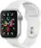 Front. Apple - Apple Watch Series 5 (GPS + Cellular) 40mm Silver Aluminum Case with White Sport Band.