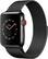 Angle. Apple - Apple Watch Series 3 (GPS + Cellular), 42mm Space Black Stainless Steel Case with Space Black Milanese Loop - Space Black Stainless Steel.