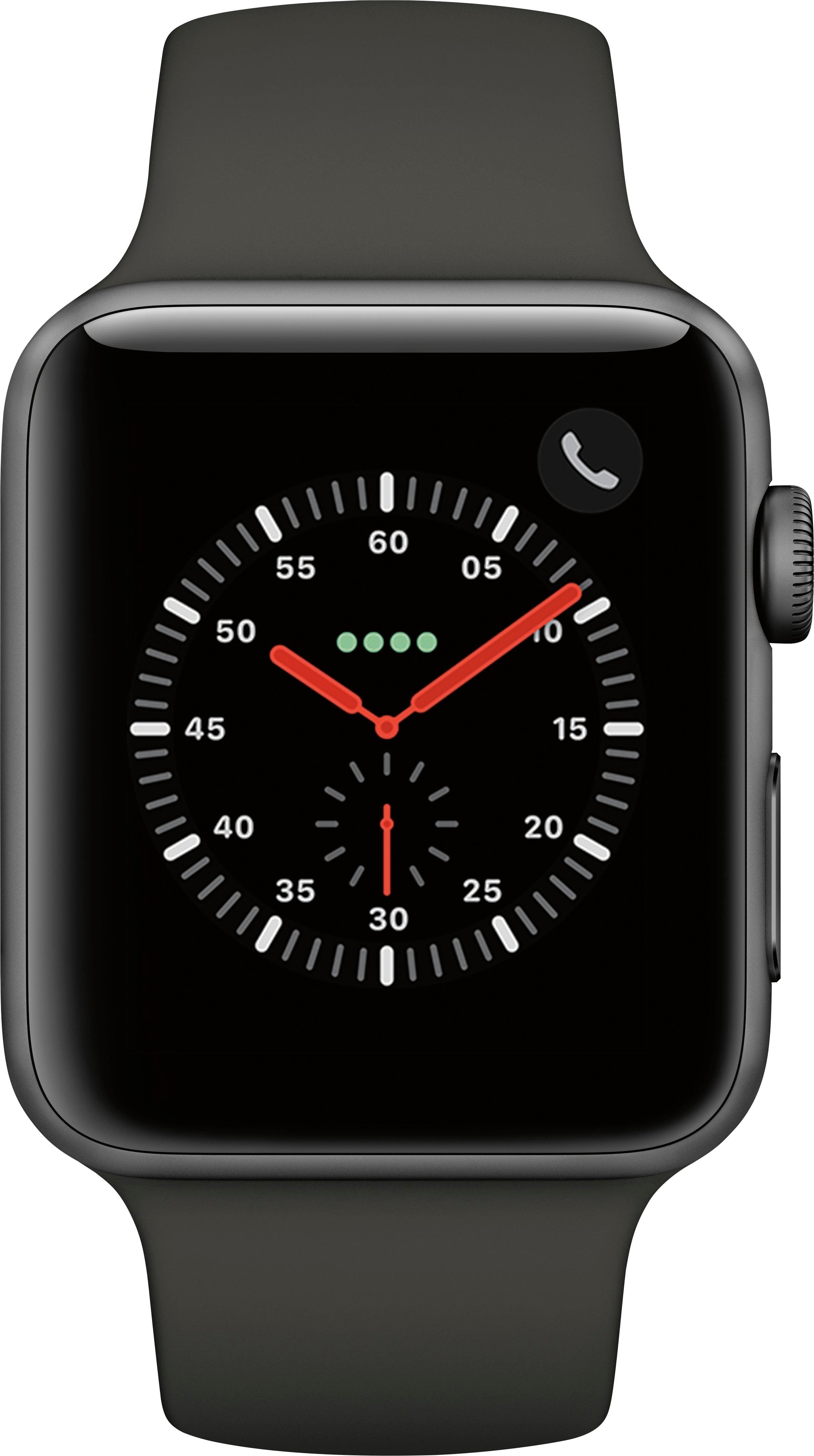 Alt View 11. Apple - Apple Watch Series 3 (GPS + Cellular) 42mm Space Gray Aluminum Case with Gray Sport Band - Space Gray Aluminum.