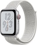 Left Zoom. Apple Watch Nike+ Series 4 (GPS + Cellular) 44mm Silver Aluminum Case with Summit White Nike Sport Loop - Silver Aluminum (AT&T).