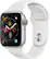 Left. Apple - Apple Watch Series 4 (GPS + Cellular) 40mm Silver Aluminum Case with White Sport Band.
