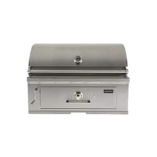 Angle. Coyote - Charcoal Grill - Stainless Steel.