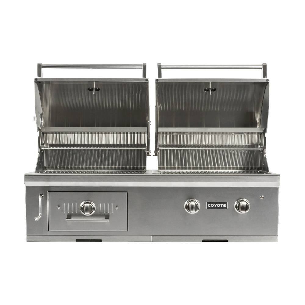 Alt View 11. Coyote - 50" Liquid Propane/Charcoal Hybrid Grill - Stainless Steel.