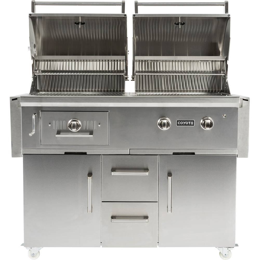 Alt View 12. Coyote - 50" Liquid Propane/Charcoal Hybrid Grill - Stainless Steel.