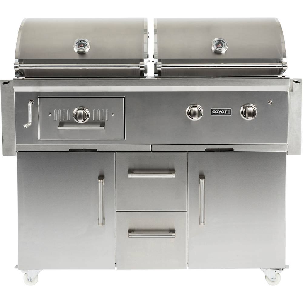 Alt View 13. Coyote - 50" Liquid Propane/Charcoal Hybrid Grill - Stainless Steel.
