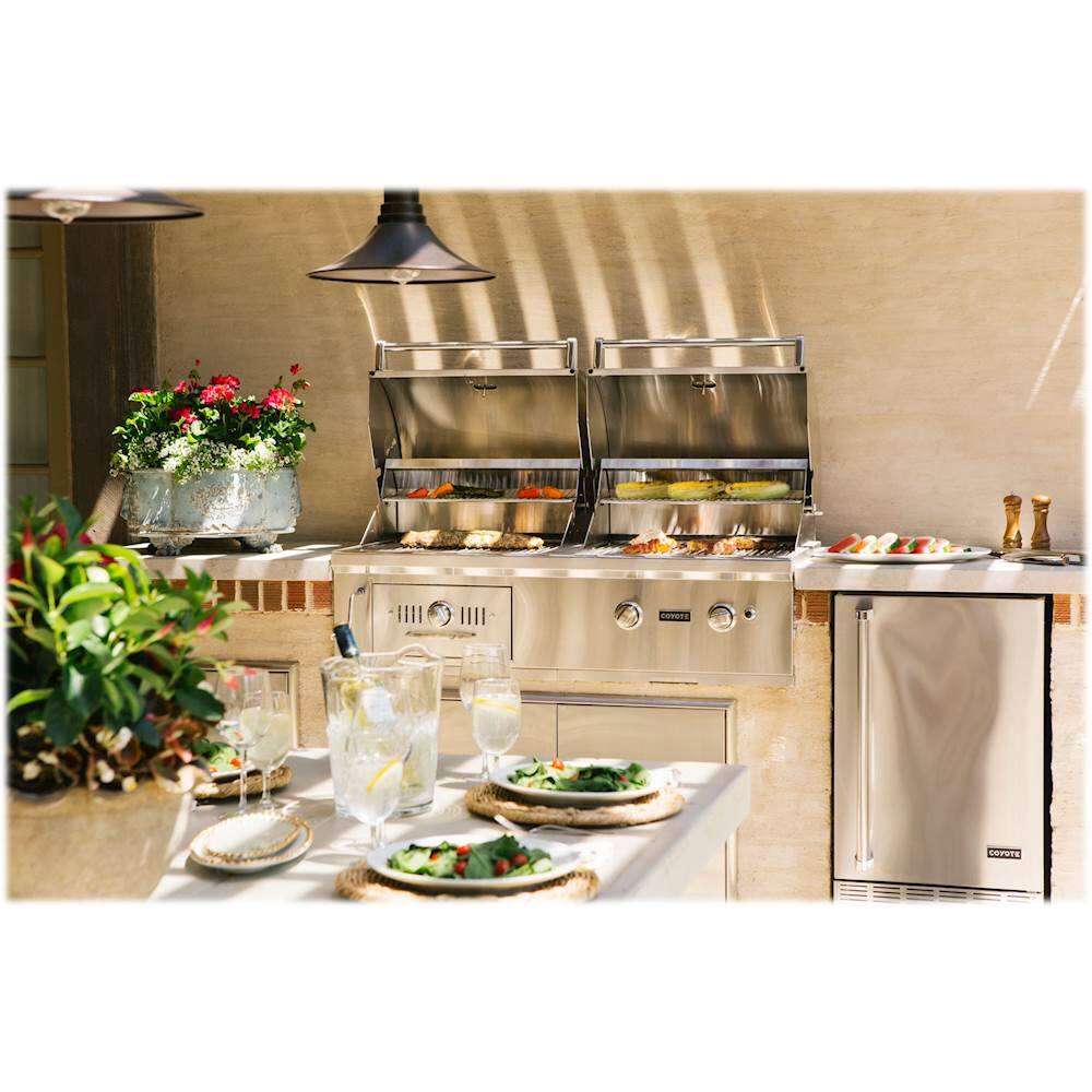 Alt View 14. Coyote - 50" Liquid Propane/Charcoal Hybrid Grill - Stainless Steel.