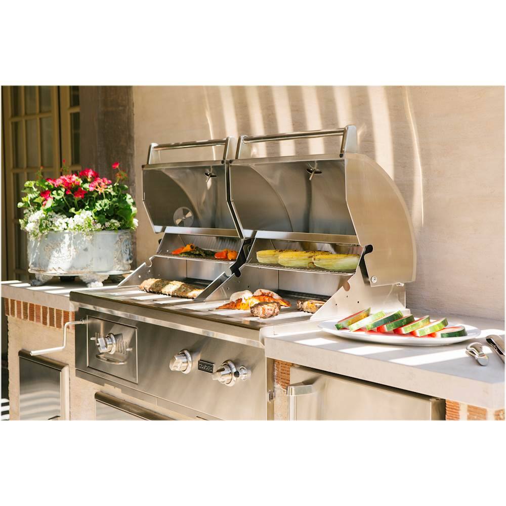 Alt View 16. Coyote - 50" Liquid Propane/Charcoal Hybrid Grill - Stainless Steel.