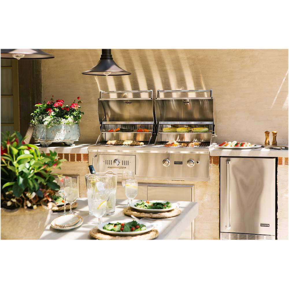 Alt View 17. Coyote - 50" Liquid Propane/Charcoal Hybrid Grill - Stainless Steel.