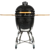 Coyote - Asado Charcoal Smoker with Cart and Side Shelves - Black - Front_Zoom