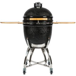 Coyote - Asado Charcoal Smoker with Cart and Side Shelves - Black/Stainless - Front_Zoom