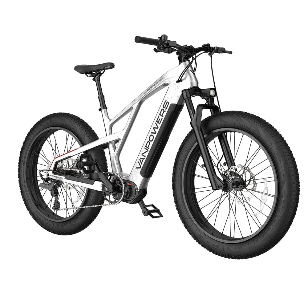 Vanpowers - GrandTeton Ultra Adult 26" Step-Over 500W Mid Drive E-Bike - Galaxy Silver