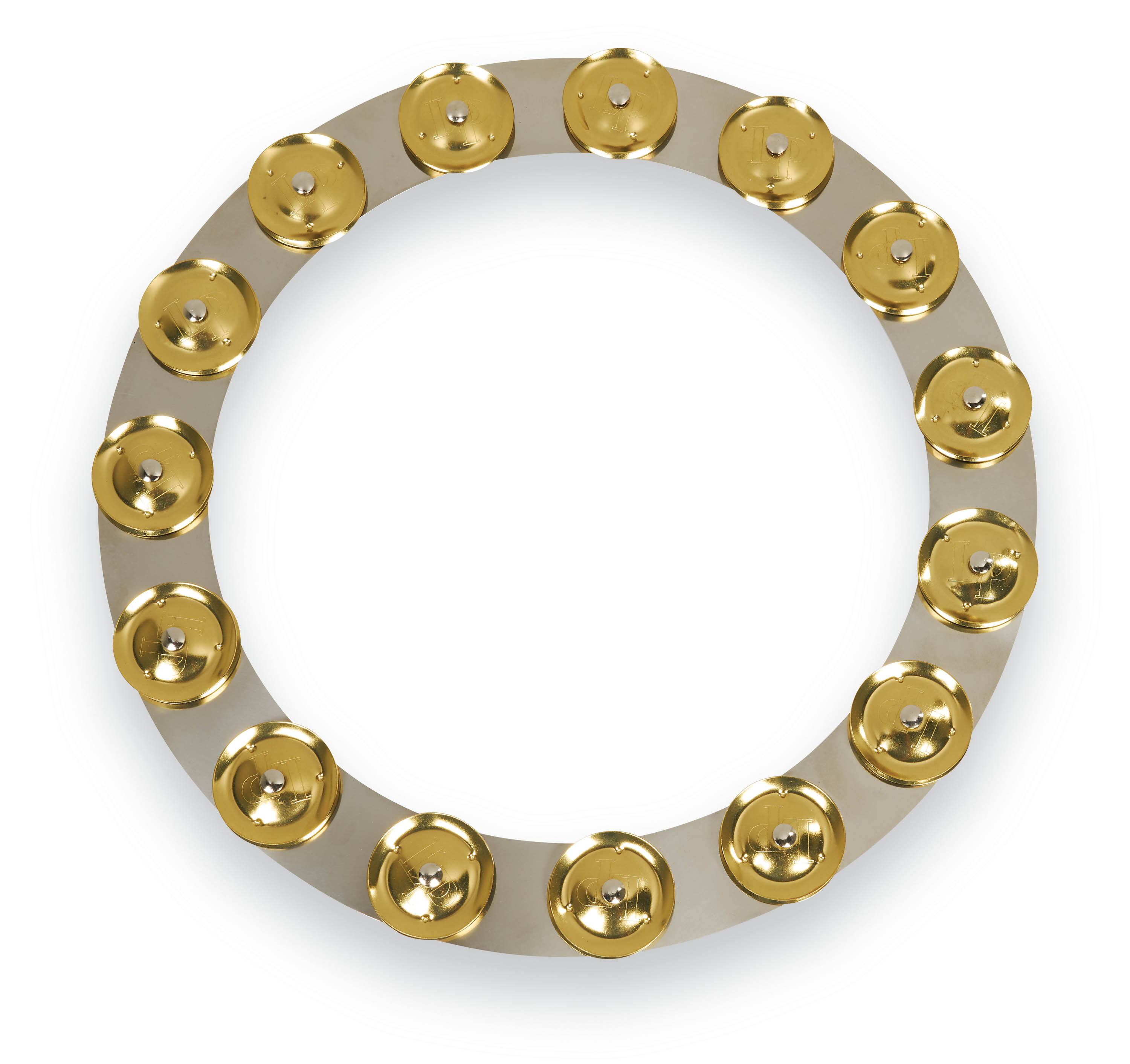 Angle. Latin Percussion - Tambo-Ring Steel w/Brass Jingle, 14".