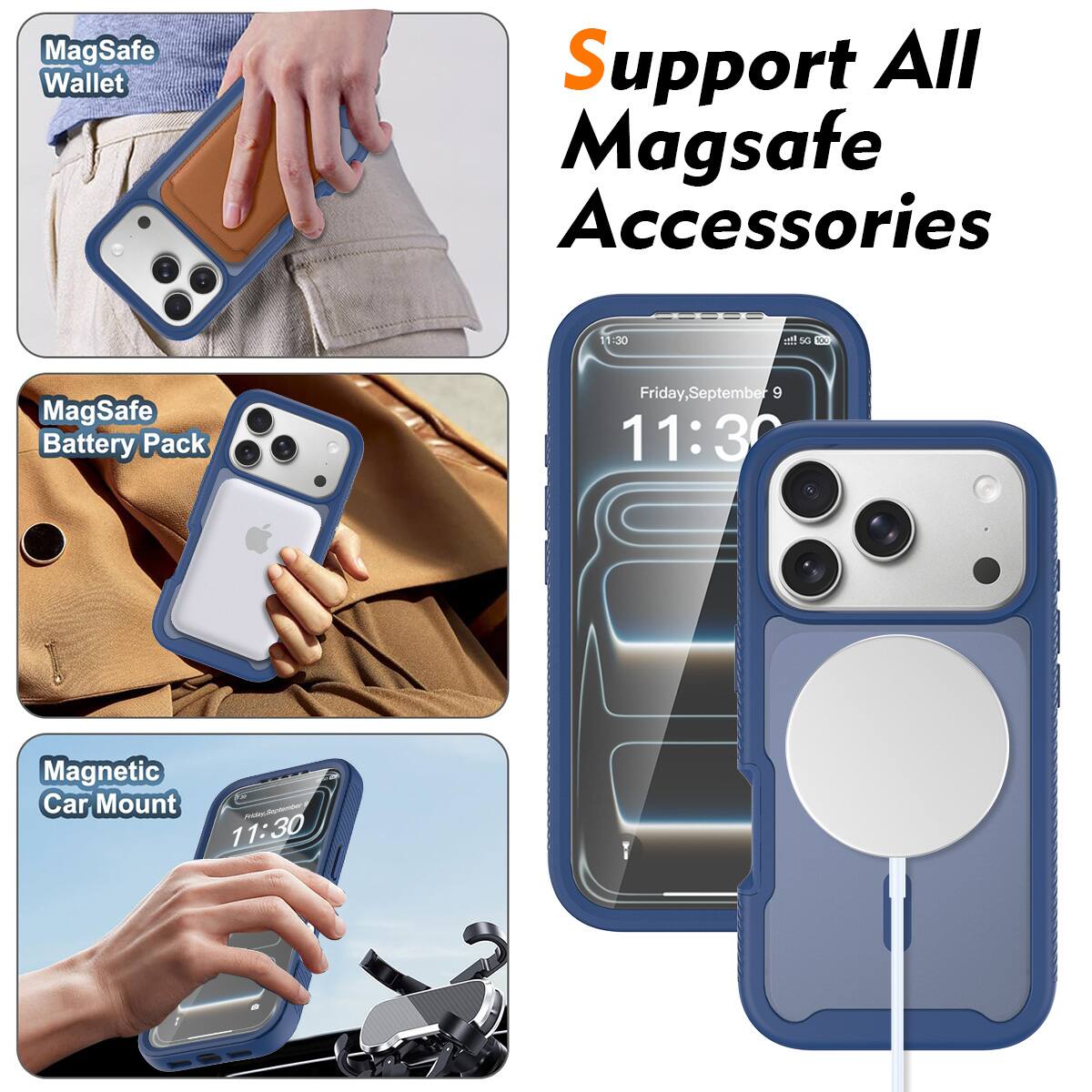 MagSafe Wallet  
Support All MagSafe Accessories  
MagSafe Battery Pack  
Magnetic Car Mount  

Friday, September 9  
11:30