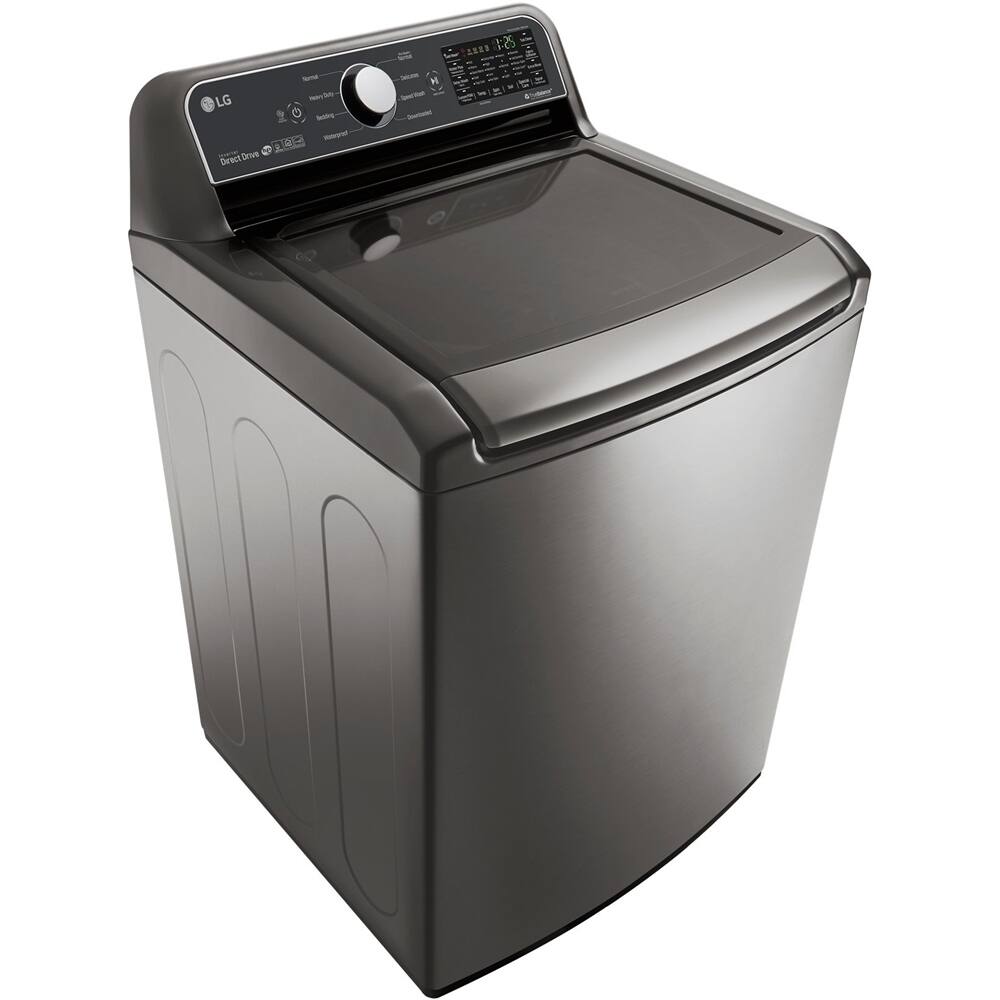 Left. LG - 5.0 Cu. Ft. 8-Cycle Top-Load Smart Wi-Fi Washer - 6Motion Technology.