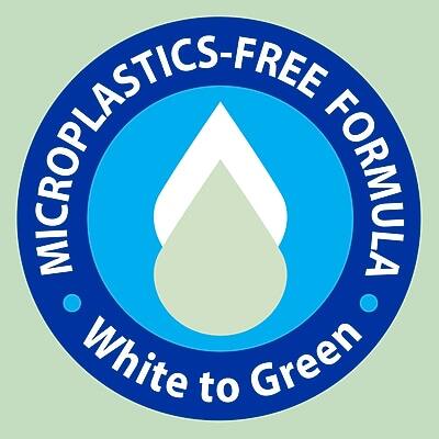 MICROPLASTICS-FREE FORMULA  
White to Green