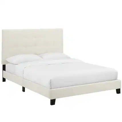Front. Modway - Melanie Tufted Button Upholstered Performance Velvet Full Platform Bed - White.
