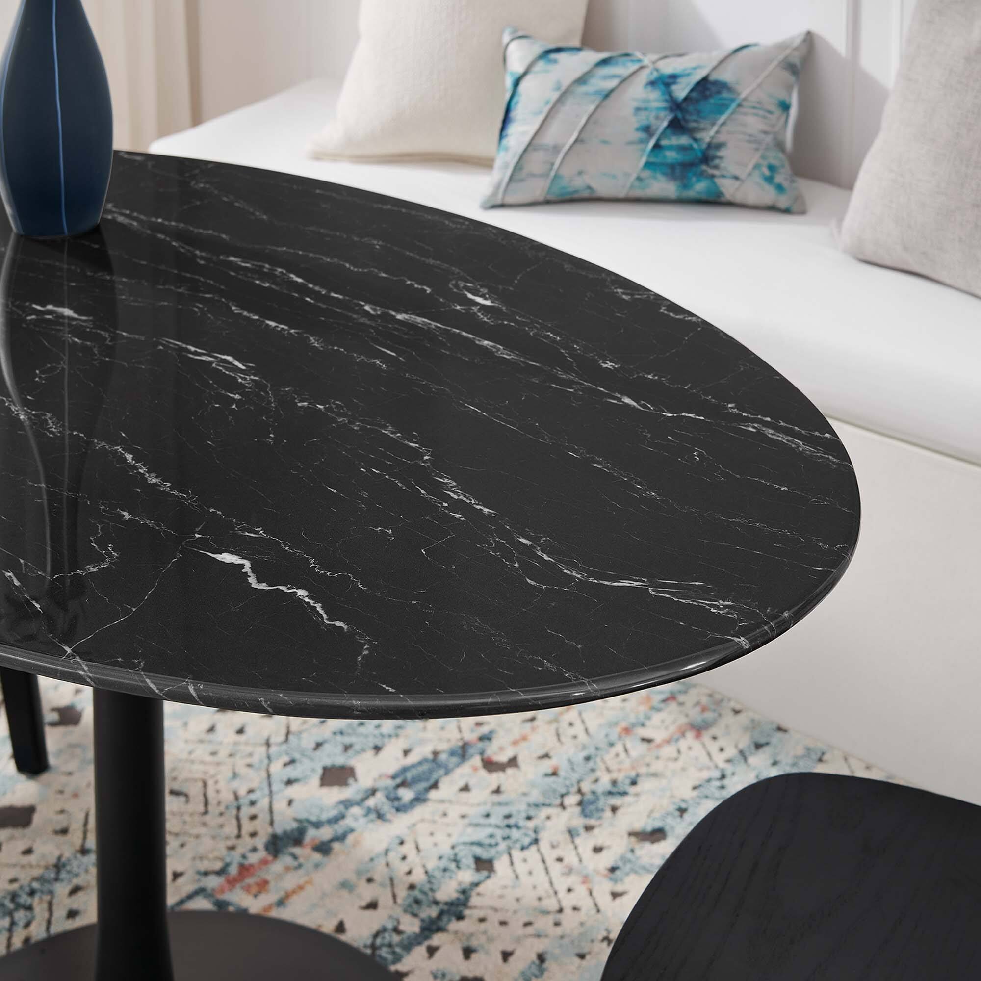 Alt View 3. Modway - Lippa 54" Oval Faux Marble Dining Table by Modway - Black Black.