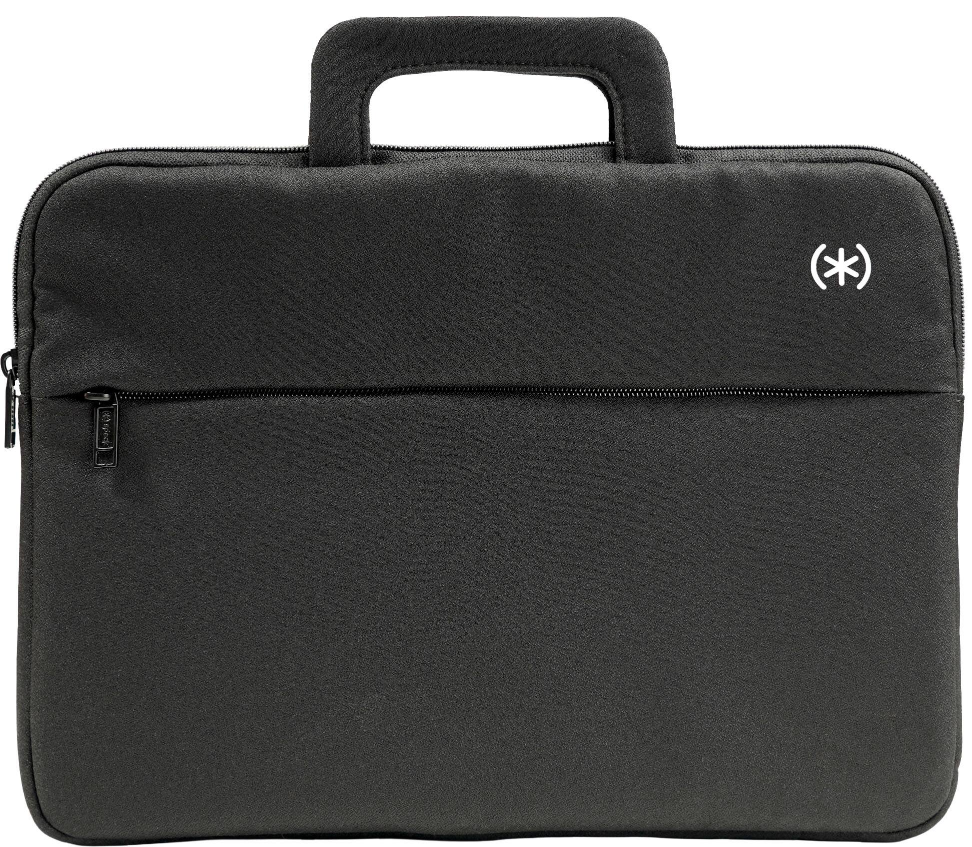 Angle. Speck - Transfer Pro Pocket Protective Sleeve with Handle Universal 13"-14" for MacBook computers, laptops and tablets - Black/White.