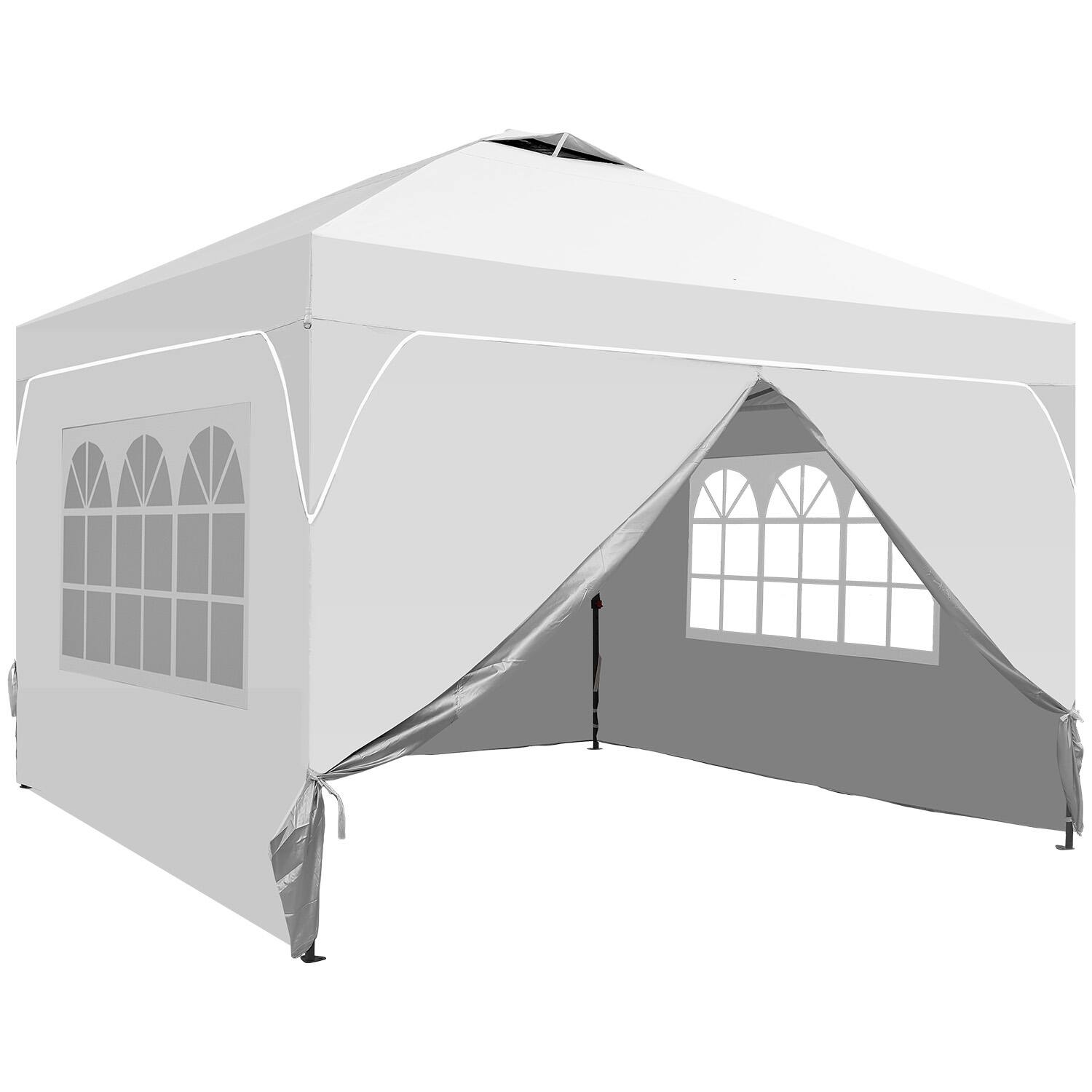 Alt View 3. Ainfox - Ainfox 12x12 Pop Up Canopy Outside Canopy with Wheeled Carry Bag SandBags and Ground Nails - white.
