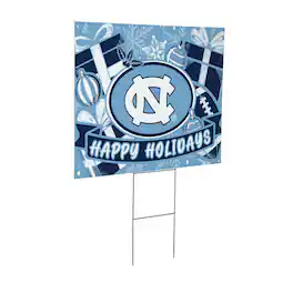 Evergreen Enterprises - North Carolina Tar Heels 24" x 18" Happy Holidays Christmas Outdoor Staked Yard Sign - Multicolor