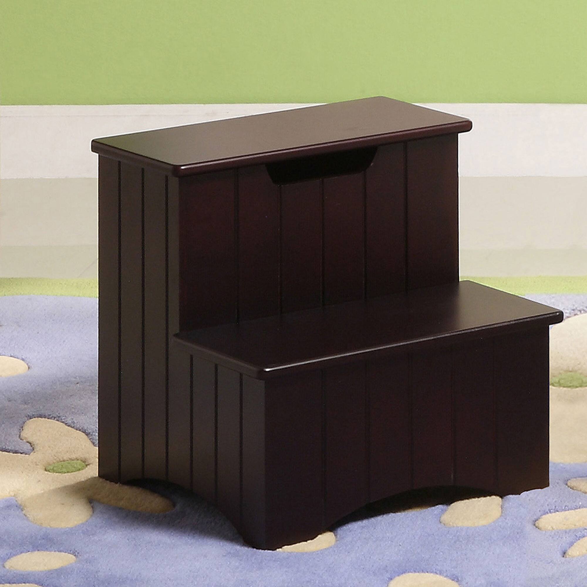 Alt View 2. Kings Brand Furniture - Kings Brand Furniture Takoma Wood Step Stool With Storage - Dark cherry.