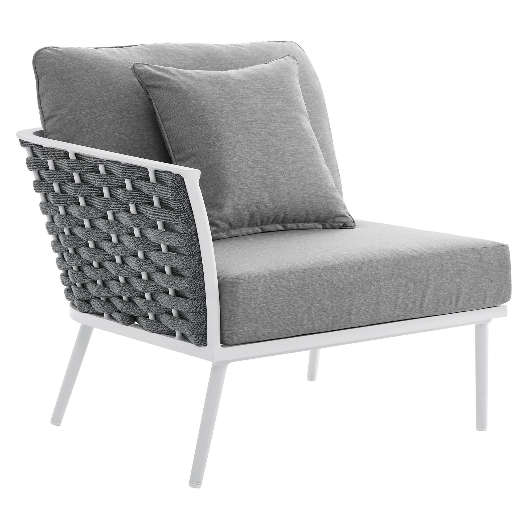 Back. Modway - Stance Outdoor Patio Aluminum Large Sectional Sofa - White Gray.