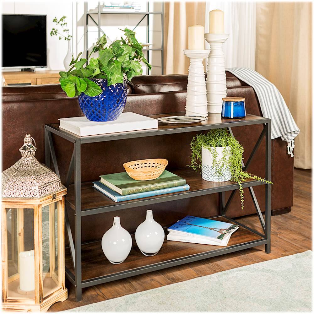 Best Buy Walker Edison Industrial Metal and Wood 3Shelf Bookcase