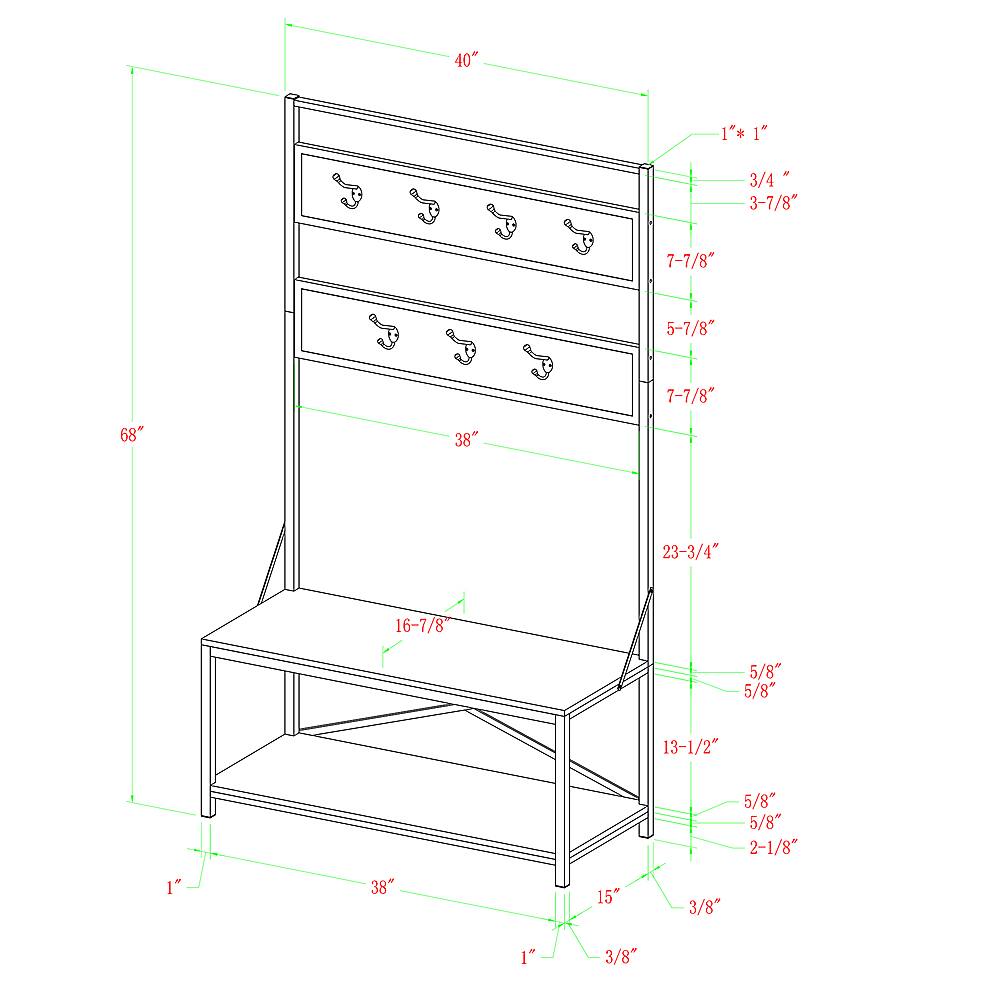 Best Buy Walker Edison Hall Tree Gray Wash BBT72MWGW