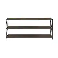 Walker Edison - Industrial Metal and Wood 3-Shelf Bookcase - Dark Walnut - Front_Zoom