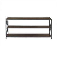 Walker Edison - Industrial Metal and Wood 3-Shelf Bookcase - Dark Walnut - Front_Zoom