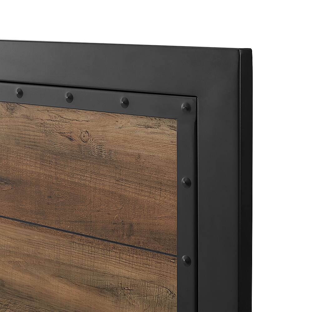 Alt View 12. Walker Edison - Rustic Industrial Queen Size Panel Bed Frame - Rustic Oak.