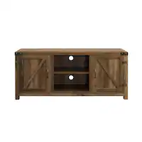Walker Edison - Rustic Barn Door Style Stand for Most TVs Up to 65" - Rustic Oak - Front_Zoom