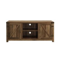 Walker Edison - Rustic Barn Door Style Stand for Most TVs Up to 65" - Rustic Oak - Front_Zoom
