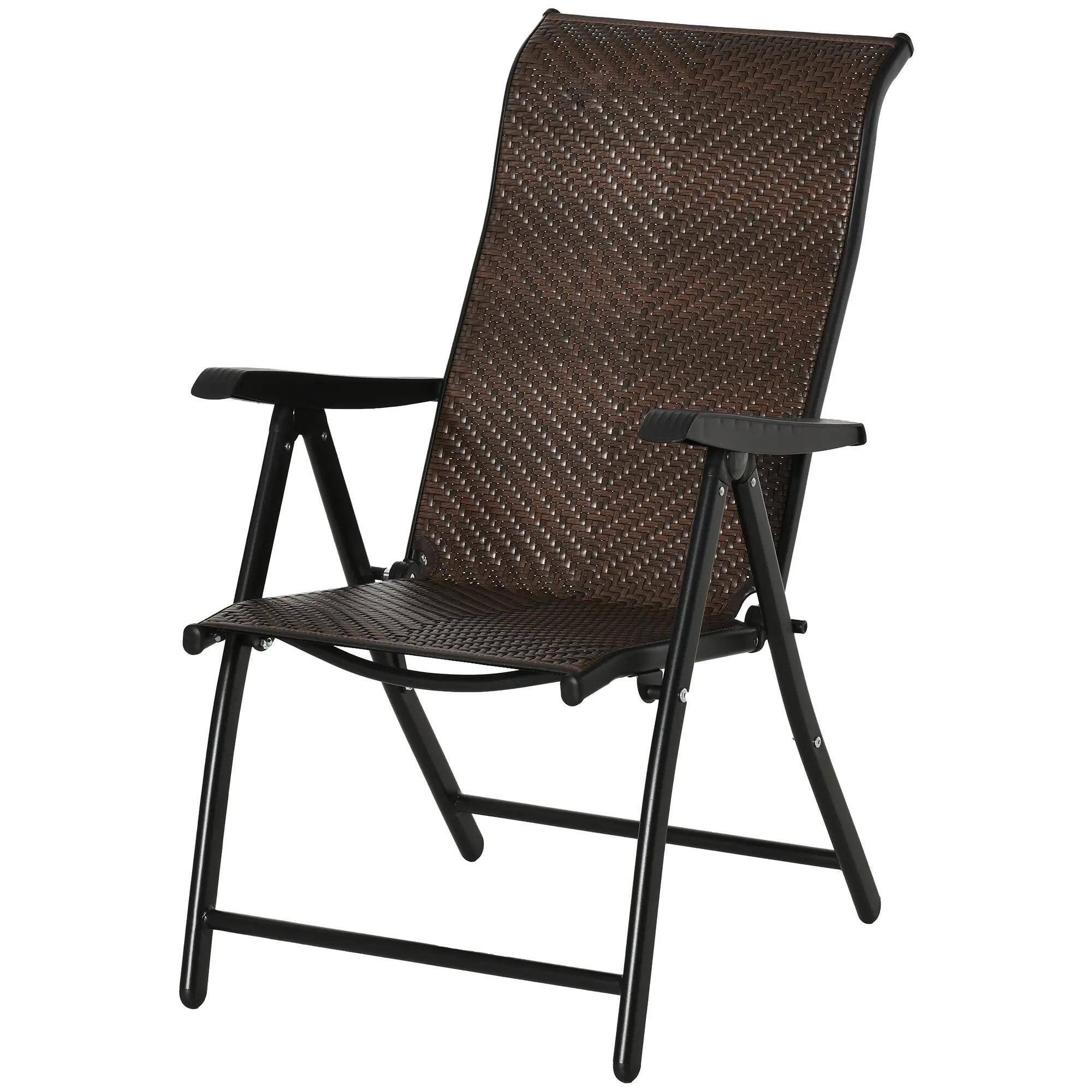 Angle. Resenkos - Resenkos Wicker Folding Patio Chair, Outdoor PE Rattan Recliner Camping Chairs With 7-Level Adjustable Backrest, Brown - Brown.