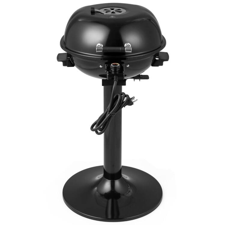 Back. SlickBlue - 1600W Electric BBQ Grill with Removable Non-Stick Warming Rack - Black.