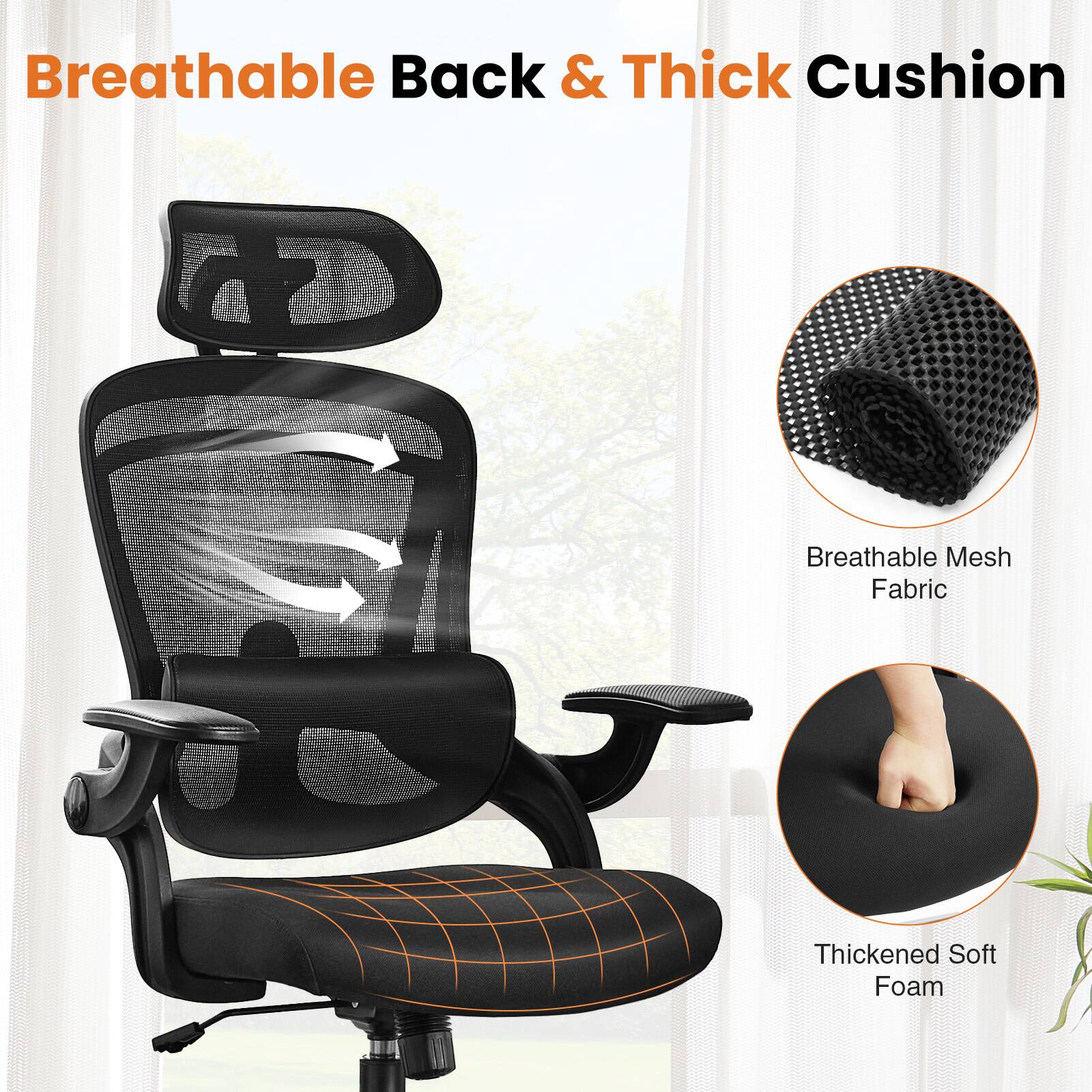 Breathable Back & Thick Cushion

Breathable Mesh Fabric

Thickened Soft Foam