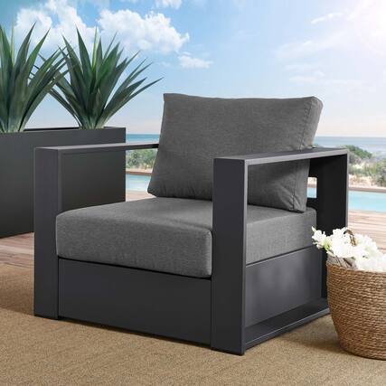 Front. Modway - Tahoe Outdoor Patio Powder-Coated Aluminum Armchair by Modway - Gray Charcoal.