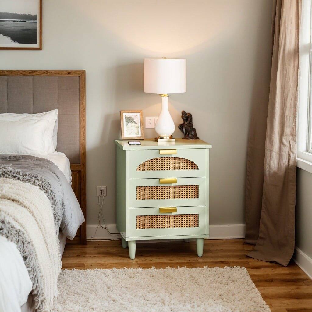 Alt View 2. Kadyn - Kadyn Elegant Wood Nightstand, 20" Side Cabinet With 3 Drawers, Space-Saving Storage For Bedroom, Green - Green.