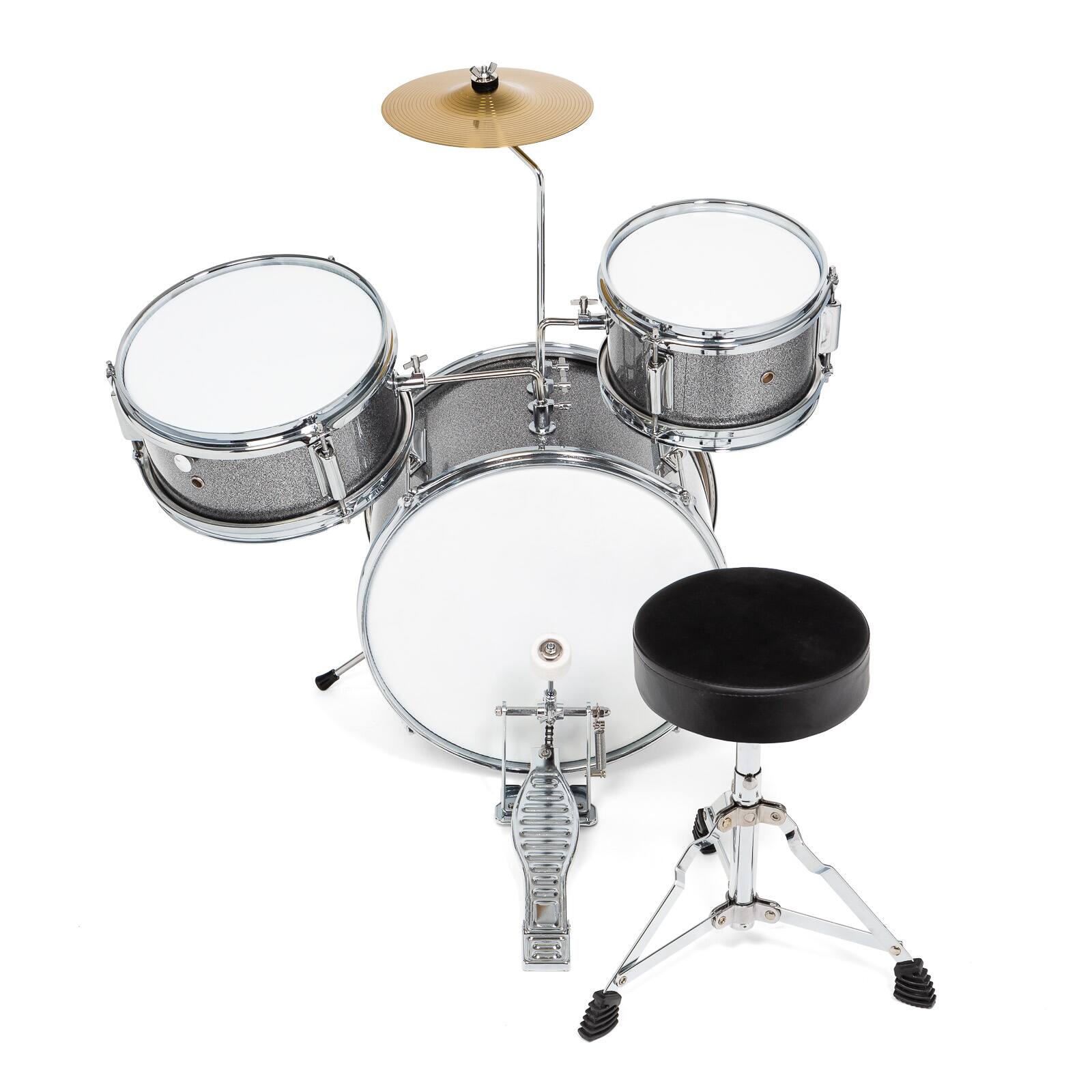 Alt View 2. Ashthorpe - Beginner Drum Kit with Brass Cymbals (Set of 3) - Silver.