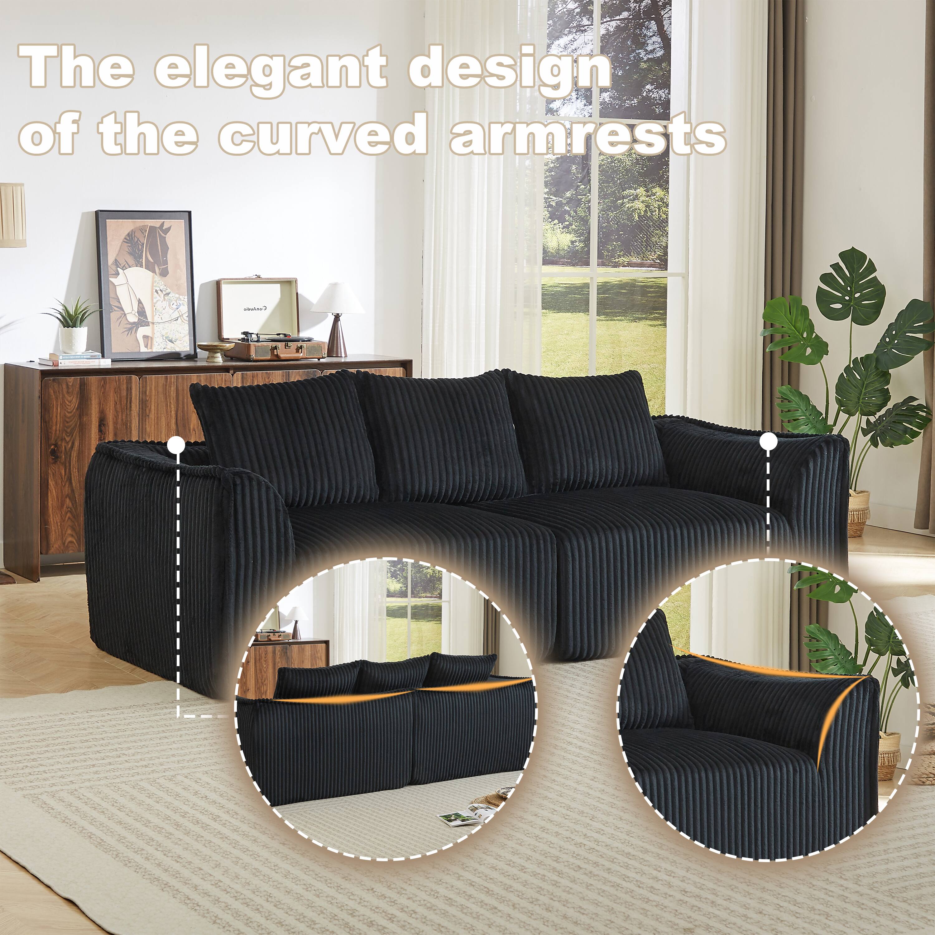 The elegant design of the curved armrests