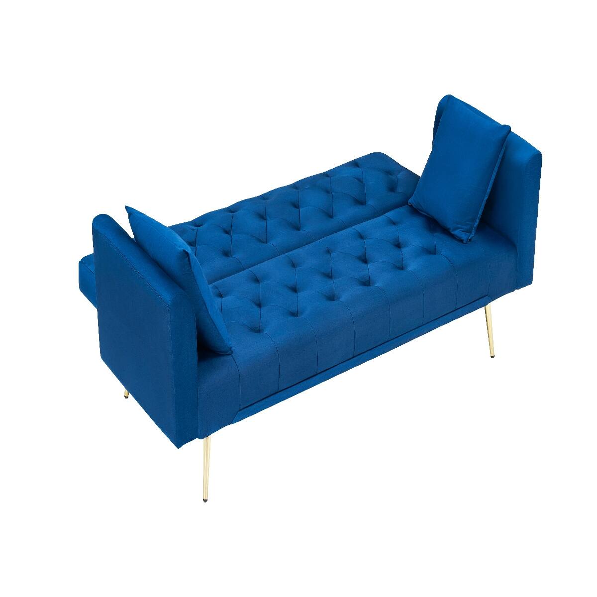 Alt View 3. Ropilly - Ropilly 71 Inch Convertible Loveseat Sofa Blue Velvet Sofa Bed for Small Living Room Bedroom Office - Blue.