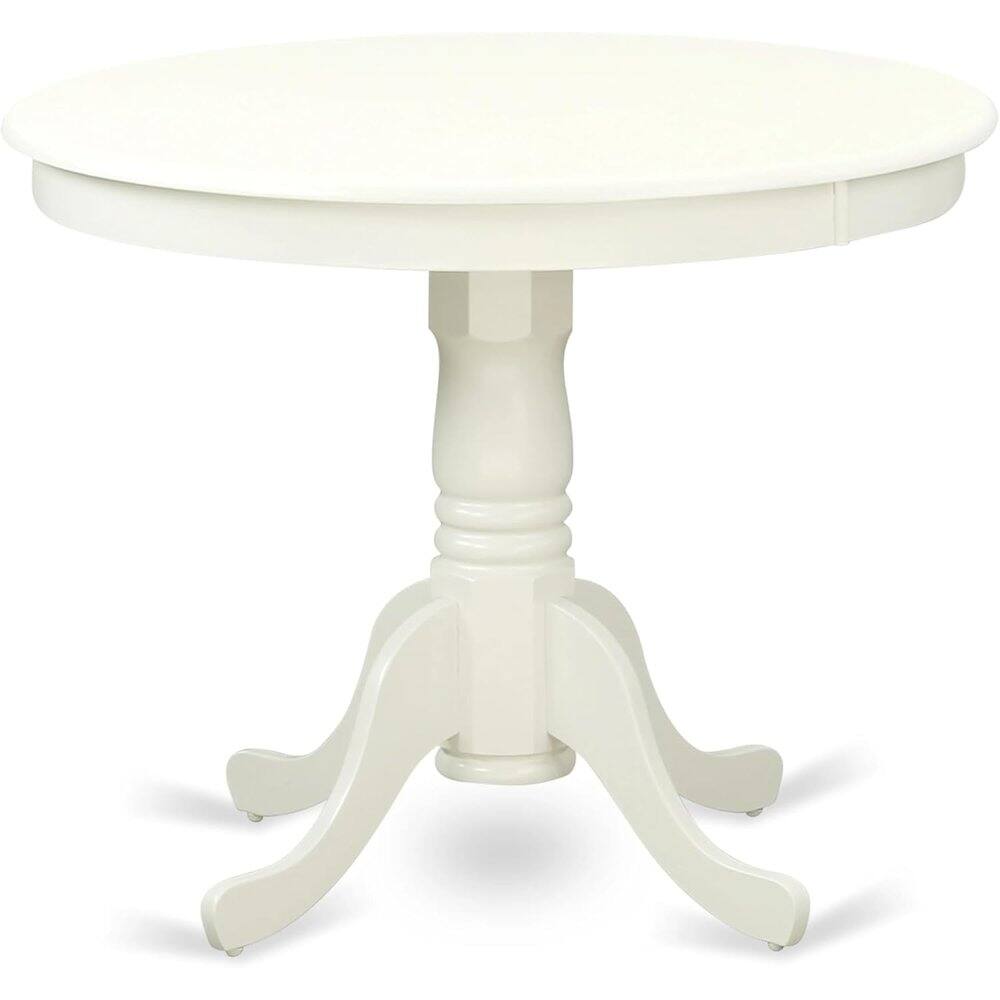 East West Furniture - ANDA5-LWH-32 5 Piece Modern Dining Table Set Includes a Round Kitchen Table with Pedestal and 4 - White