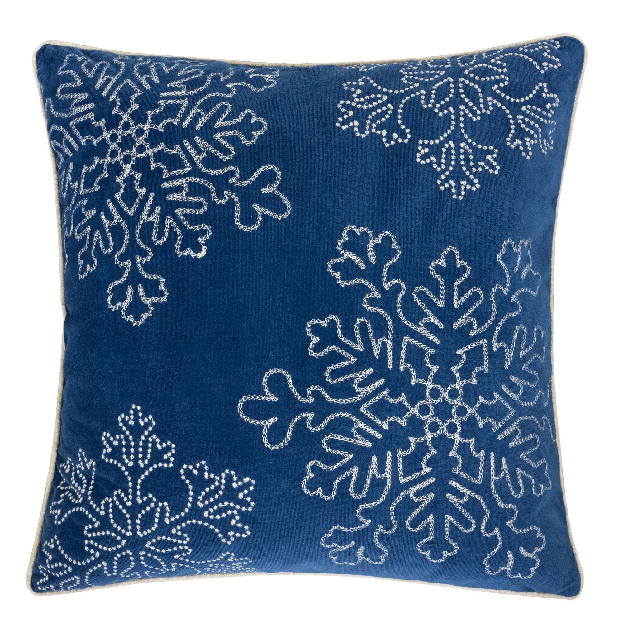 Front. LuXeo - Embroidery Velvet Throw Pillow - BLUE.