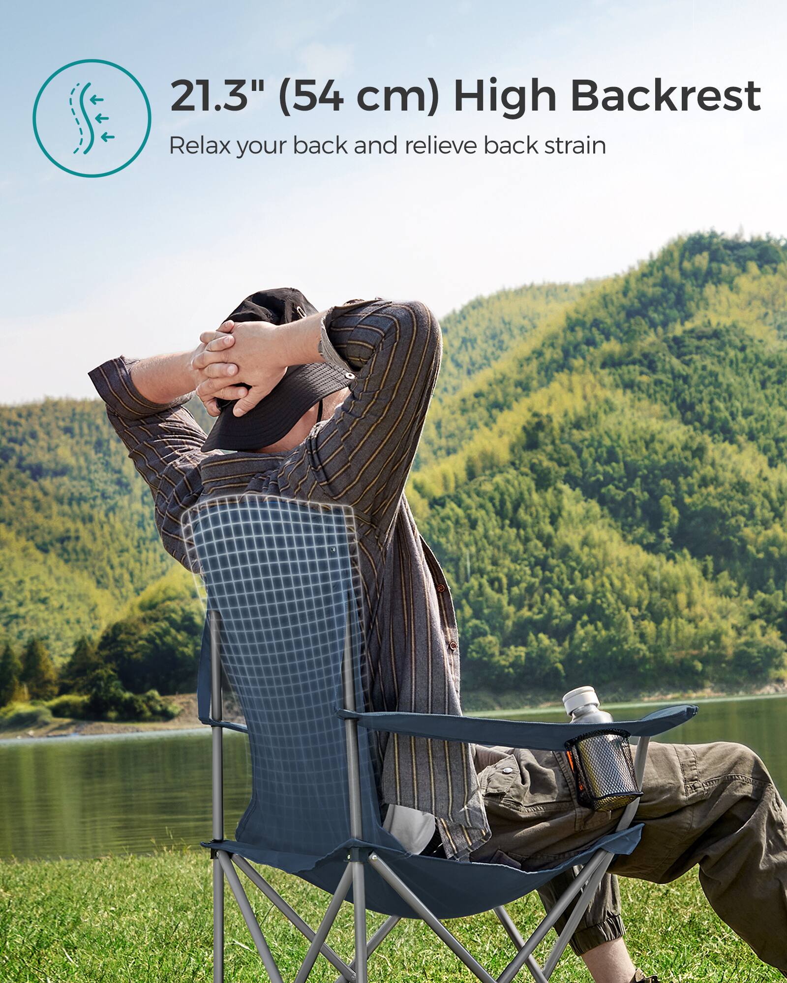 21.3" (54 cm) High Backrest  
Relax your back and relieve back strain