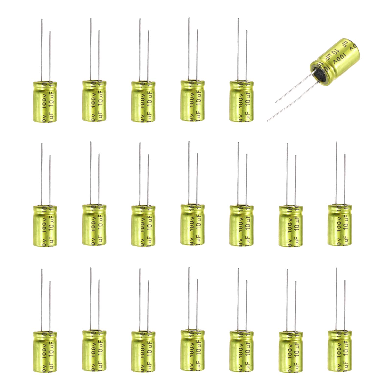 Unique Bargains - 10uF 100V Non-Polarized Electrolytic Capacitor, 10x17mm Aluminum Audio Cap, for DIY Tweeter, 20pcs - Gold price history on PriceWatchPro